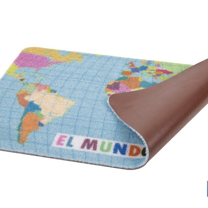 Felpudo entrada El mundo a tus pies | Adecuado para interior y exterior | Material resistente | Base antideslizante | Diseño con mapamundi | Medidas: 40 x 60 cm