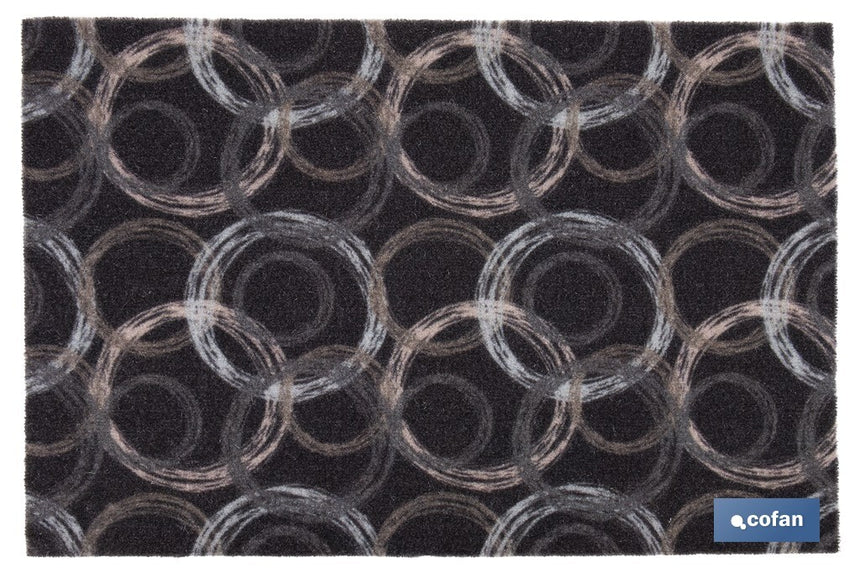 Felpudo de entrada con círculos | Material resistente | Base antideslizante | Adecuado para interior y exterior | Medidas: 50 x 70 cm