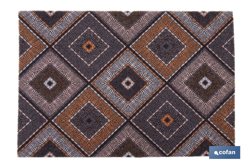 Felpudo de entrada con diseño abstracto de rombos | Material resistente | Base antideslizante | Adecuado para interior y exterior | Medidas: 50 x 70 cm