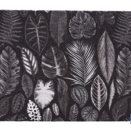 Felpudo de entrada con diseño de hojas en tonos oscuros | Material resistente | Base antideslizante | Adecuado para interior y exterior | Medidas: 50 x 70 cm