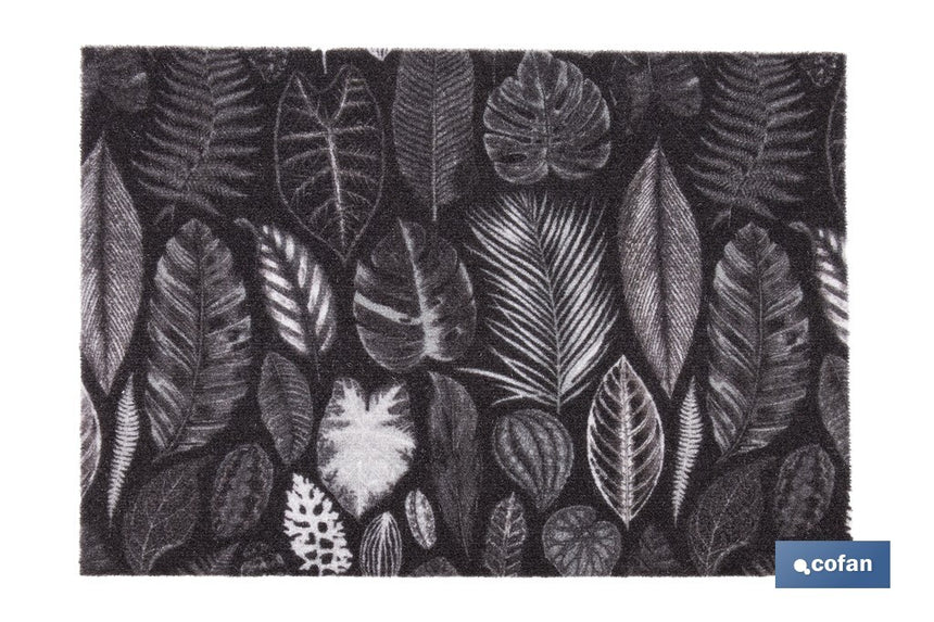 Felpudo de entrada con diseño de hojas en tonos oscuros | Material resistente | Base antideslizante | Adecuado para interior y exterior | Medidas: 50 x 70 cm