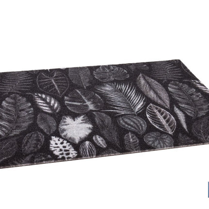 Felpudo de entrada con diseño de hojas en tonos oscuros | Material resistente | Base antideslizante | Adecuado para interior y exterior | Medidas: 50 x 70 cm