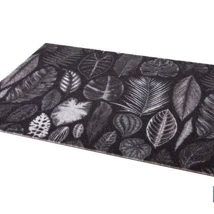 Felpudo de entrada con diseño de hojas en tonos oscuros | Material resistente | Base antideslizante | Adecuado para interior y exterior | Medidas: 50 x 70 cm