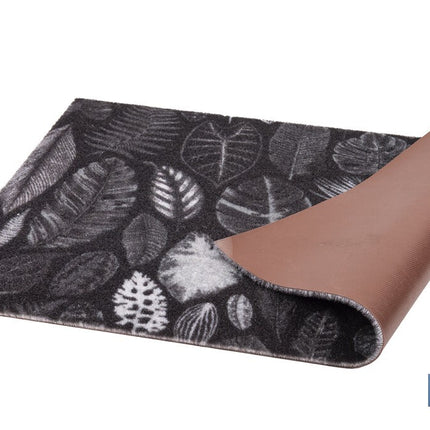 Felpudo de entrada con diseño de hojas en tonos oscuros | Material resistente | Base antideslizante | Adecuado para interior y exterior | Medidas: 50 x 70 cm