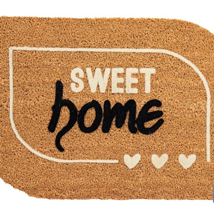 Felpudo de fibra de coco para interior con base antideslizante | Diseño Sweet Home | Medidas: 40 x 60 cm