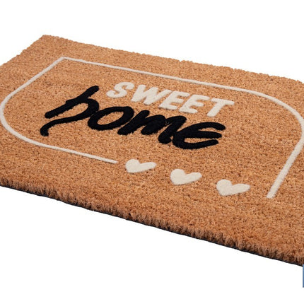 Felpudo de fibra de coco para interior con base antideslizante | Diseño Sweet Home | Medidas: 40 x 60 cm