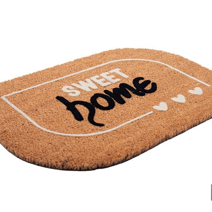 Felpudo de fibra de coco para interior con base antideslizante | Diseño Sweet Home | Medidas: 40 x 60 cm