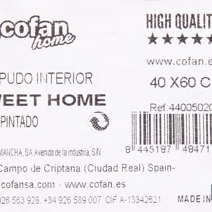 Felpudo de fibra de coco para interior con base antideslizante | Diseño Sweet Home | Medidas: 40 x 60 cm