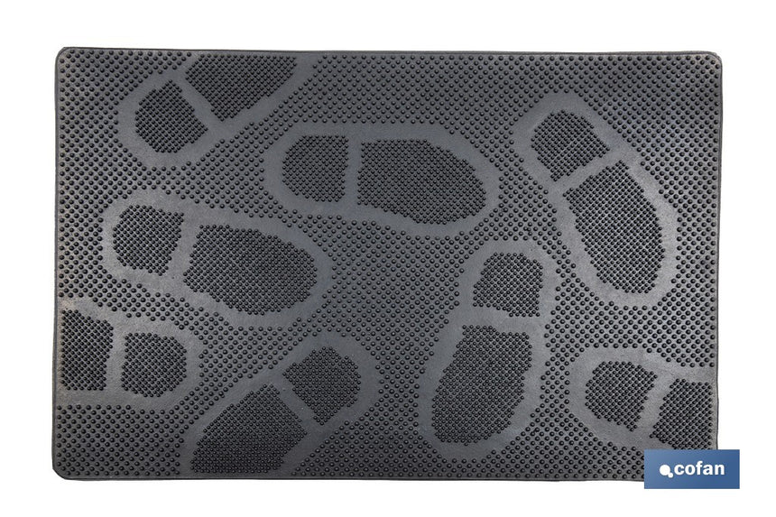 Felpudo de entrada con diseño de huellas | Adecuado para interior y exterior | 100 % caucho | Medidas: 40 x 60 cm