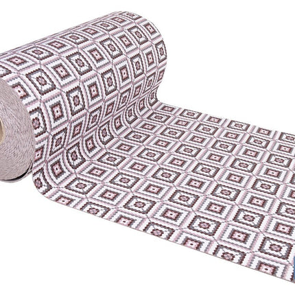 Rollo de alfombra vinílica para interior | Diseño de cuadros crochet | Impermeable y de fácil limpieza