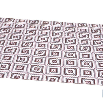 Rollo de alfombra vinílica para interior | Diseño de cuadros crochet | Impermeable y de fácil limpieza