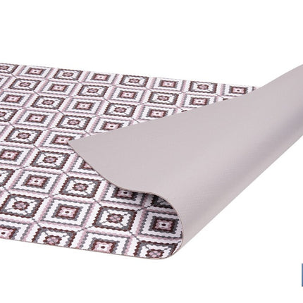 Rollo de alfombra vinílica para interior | Diseño de cuadros crochet | Impermeable y de fácil limpieza