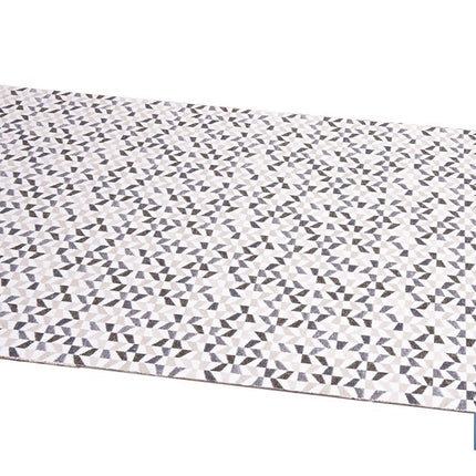 Rollo de alfombra vinílica para interior | Diseño de mosaicos gris, blanco y beige | Impermeable y de fácil limpieza