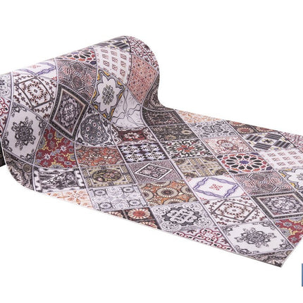 Rollo de alfombra vinílica para interior | Diseño con azulejos geométricos | Impermeable y de fácil limpieza