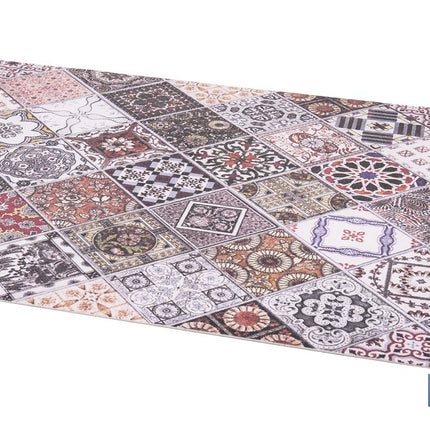 Rollo de alfombra vinílica para interior | Diseño con azulejos geométricos | Impermeable y de fácil limpieza