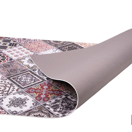 Rollo de alfombra vinílica para interior | Diseño con azulejos geométricos | Impermeable y de fácil limpieza
