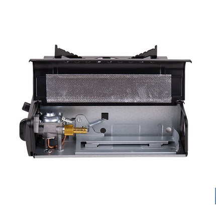 Hornillo de gas portátil | Material: acero | Encendido piezoeléctrico | Boquilla universal | Ideal para camping, excursiones y uso en exteriores