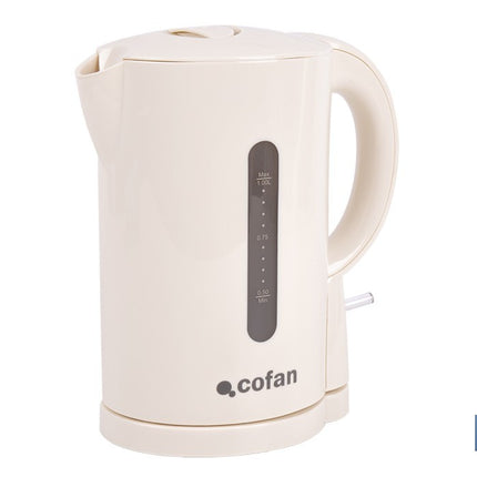 Hervidor eléctrico de agua beige | Capacidad: 1 Litro | Potencia: 1080 W | Hervidor compacto con controlador Strix | Ideal para cocinas y oficinas