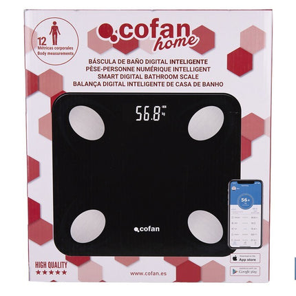 Báscula de baño digital inteligente | Análisis corporal completo | Báscula con Bluetooth y aplicación móvil | Carga USB