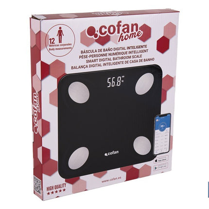 Báscula de baño digital inteligente | Análisis corporal completo | Báscula con Bluetooth y aplicación móvil | Carga USB