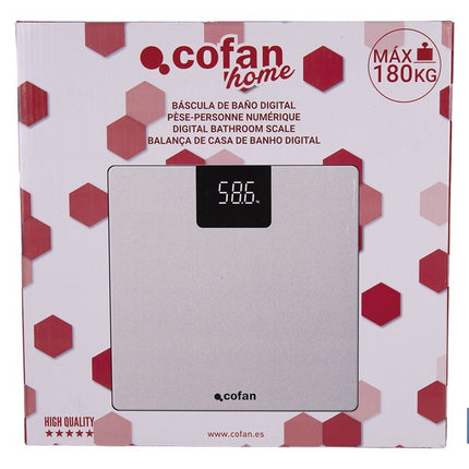 Báscula de baño digital | Plataforma de vidrio templado con pantalla LED | Medición precisa | Color: piedra