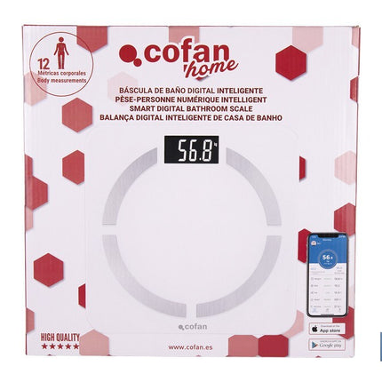 Báscula de baño digital inteligente | Análisis corporal completo | Báscula con Bluetooth y aplicación móvil | Pilas incluidas