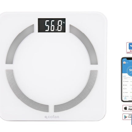 Báscula de baño digital inteligente | Análisis corporal completo | Báscula con Bluetooth y aplicación móvil | Pilas incluidas