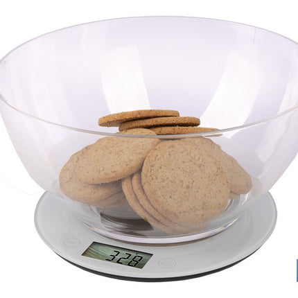 Báscula de cocina digital con cuenco transparente de 3,8 litros | Color: Gris | Alta precisión y diseño compacto