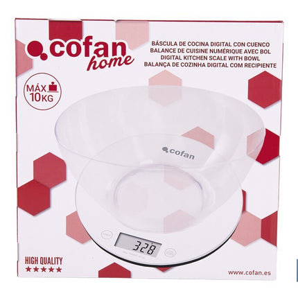 Báscula de cocina digital con cuenco transparente de 3,8 litros | Color: Gris | Alta precisión y diseño compacto