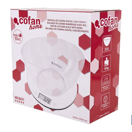 Báscula de cocina digital con cuenco transparente de 3,8 litros | Color: Gris | Alta precisión y diseño compacto