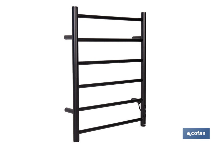 Toallero eléctrico negro mate | Con temporizador y 3 niveles de potencia | Potencia de 80 W y medidas 90 x 53 x 35,5 cm