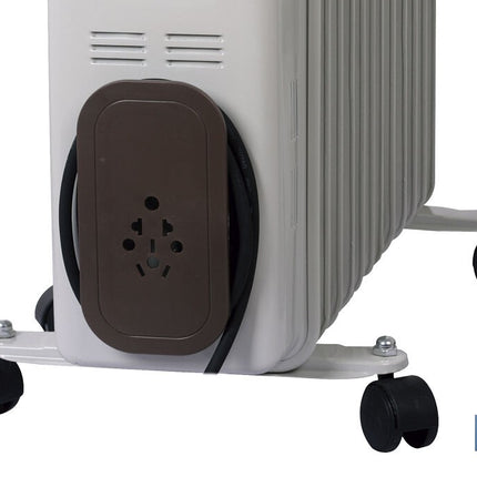 Radiador de aceite 2500 W | Color: blanco | Con 11 elementos y termostato regulable | Seguridad antiincendios y Control antivuelco