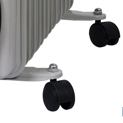 Radiador de aceite 2500 W | Color: blanco | Con 11 elementos y termostato regulable | Seguridad antiincendios y Control antivuelco