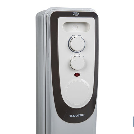 Radiador de aceite 2500 W | Color: blanco | Con 11 elementos y termostato regulable | Seguridad antiincendios y Control antivuelco