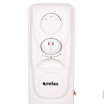 Radiador de aceite con termostato y ventilador | 1500 W + 400 W | 7 elementos | 3 niveles de potencia | Color blanco