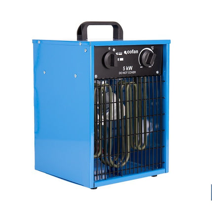 Calefactor eléctrico con enchufe industrial | Potencia: 5000 W | Función ventilador | Enchufe tipo trifásico (5 pines) | Protección IP24