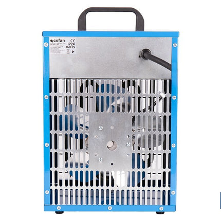 Calefactor eléctrico con enchufe industrial | Potencia: 5000 W | Función ventilador | Enchufe tipo trifásico (5 pines) | Protección IP24