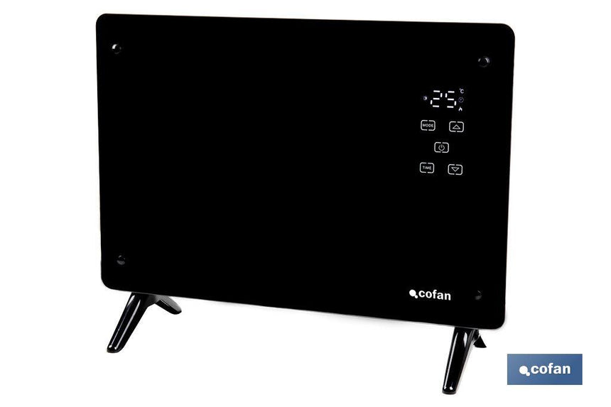 Convector radiante de panel de vidrio | Potencia: 1500 W | Mando a distancia | Control vía app | Compatible con asistente de voz | Temporizador 24 h