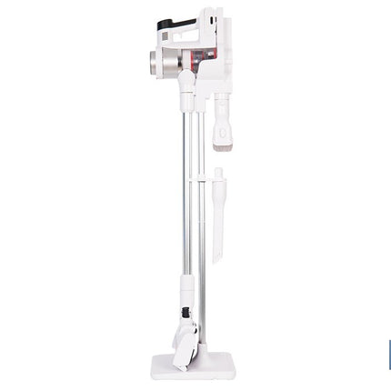 Aspiradora sin cable con base de carga | Potencia de succión: 180 AW | Potencia ciclónica: 32 kPa | 4 velocidades | Filtro HEPA lavable | Batería de litio 25,9 V | Color: blanco