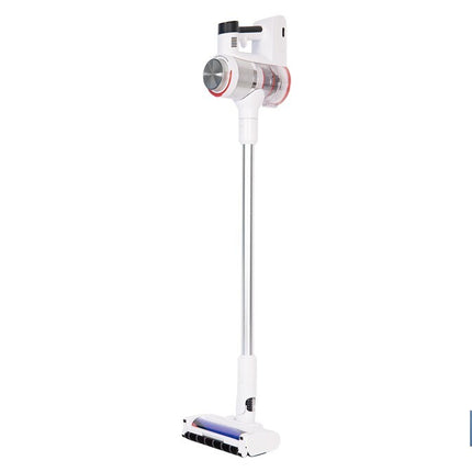 Aspiradora eléctrica sin cable con soporte a la pared | Potencia de succión: 180 AW | Potencia ciclónica: 32 kPa | 4 velocidades | Filtro HEPA lavable | Batería de litio 25,9 V | Color: blanco