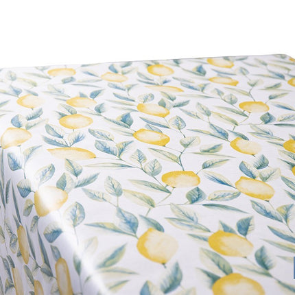 Rollo de hule estampado limones | Materiales: polipropileno y PVC | Gran resistencia a líquidos y manchas | Fácil limpieza | Medidas 1,40 x 20 m