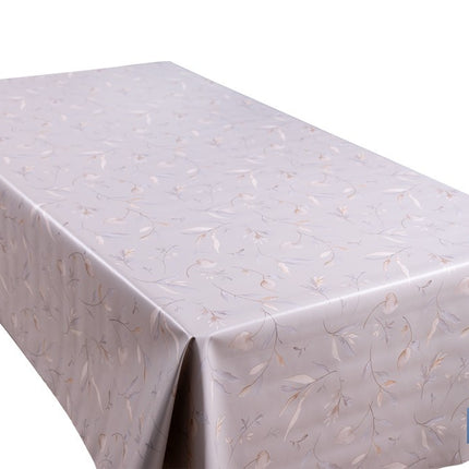 Rollo de hule estampado botánico con ramas doradas | Materiales: polipropileno y PVC | Gran resistencia a líquidos y manchas | Fácil limpieza | Medidas 1,40 x 20 m