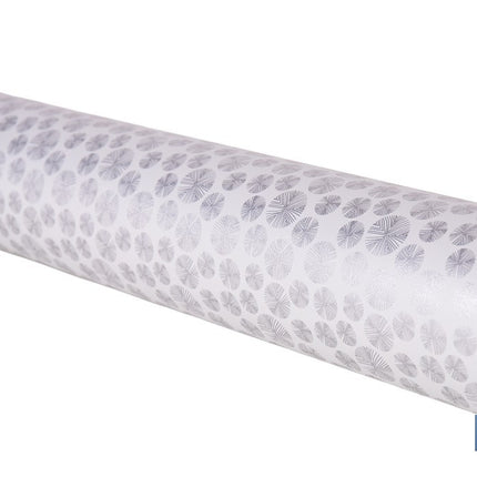 Rollo de hule estampado gris polar | Materiales: polipropileno y PVC | Gran resistencia a líquidos y manchas | Fácil limpieza | Medidas 1,40 x 20 m