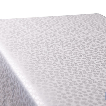 Rollo de hule estampado gris polar | Materiales: polipropileno y PVC | Gran resistencia a líquidos y manchas | Fácil limpieza | Medidas 1,40 x 20 m
