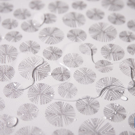 Rollo de hule estampado gris polar | Materiales: polipropileno y PVC | Gran resistencia a líquidos y manchas | Fácil limpieza | Medidas 1,40 x 20 m
