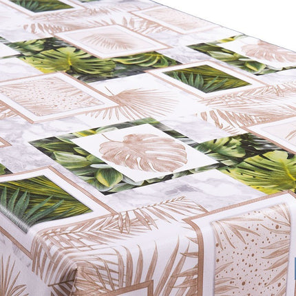Rollo de hule estampado verde tropical | Materiales: PVC y tela no tejida de polipropileno | Fácil limpieza | Medidas 1,40 x 25 m