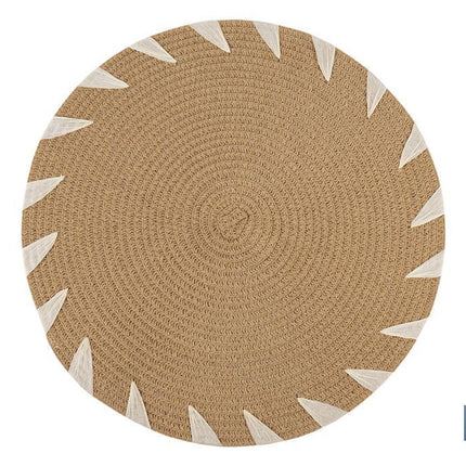 Bajoplatos redondos con detalles decorativos | Packs de 6 salvamanteles individuales | Diámetro: 38 cm | Color: beige y blanco