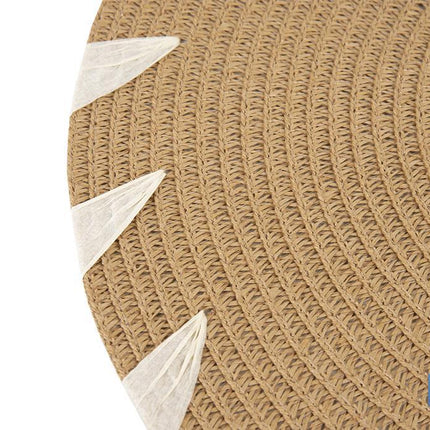 Bajoplatos redondos con detalles decorativos | Packs de 6 salvamanteles individuales | Diámetro: 38 cm | Color: beige y blanco