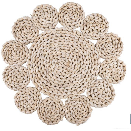 Bajoplatos con formas circulares | Packs de 6 salvamanteles individuales | Material: fibra natural | Diámetro: 35 cm | Decoración única y protección para la mesa