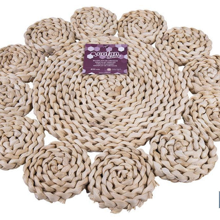 Bajoplatos con formas circulares | Packs de 6 salvamanteles individuales | Material: fibra natural | Diámetro: 35 cm | Decoración única y protección para la mesa